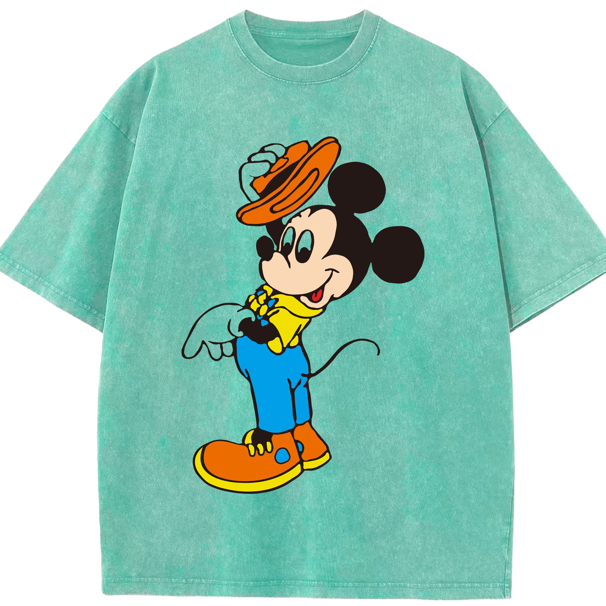 （画像用） ミッキーマウス Mickey Mouse 綿100% ヴィンテージ風 半袖Tシャツ（フロントプリント）